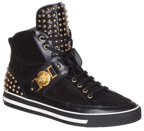 versace mens sneakers black sale|high top Versace sneakers men.